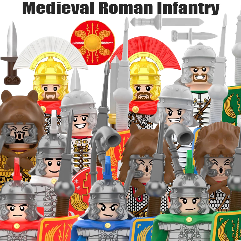 Lego Minifigure Holder - MOC Medieval Military Roman Infantry Figures