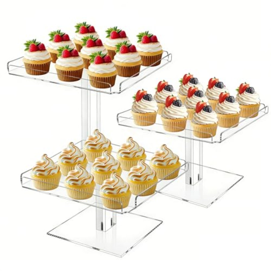 3 Tiered Serving Tray Set for  – обзор и цена Display Risers Set