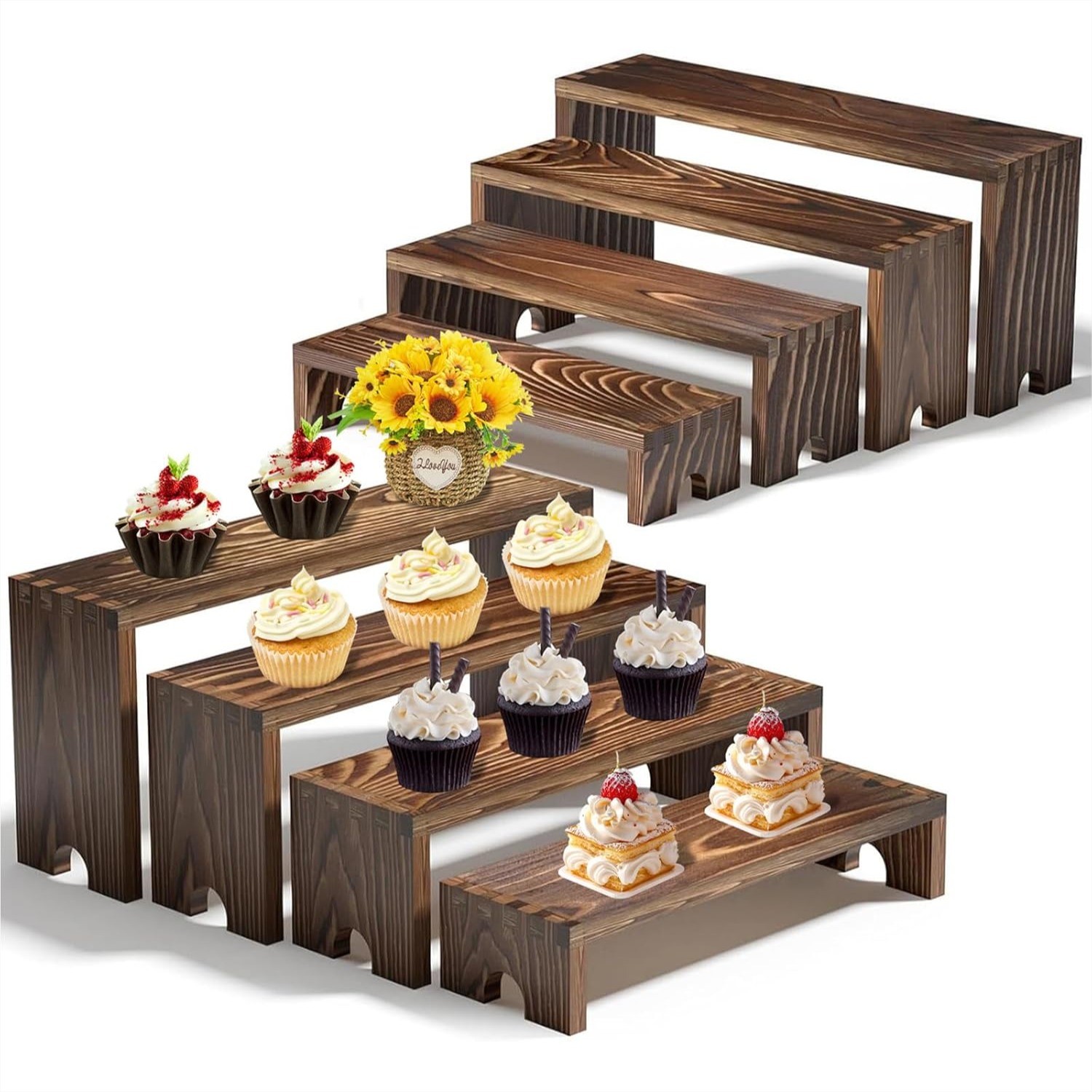 2 Tier Wooden Cupcake Stand Se – обзор и цена Display Risers Set