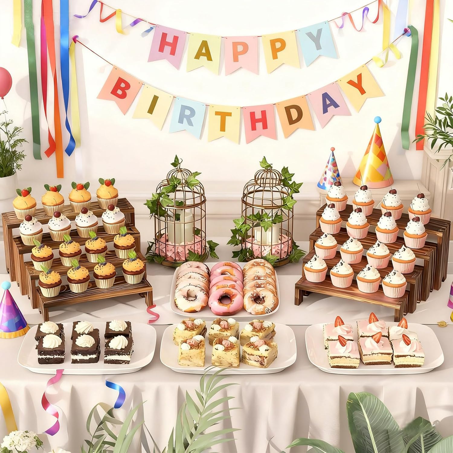 2 Tier Wooden Cupcake Stand Se – обзор и цена Display Risers Set