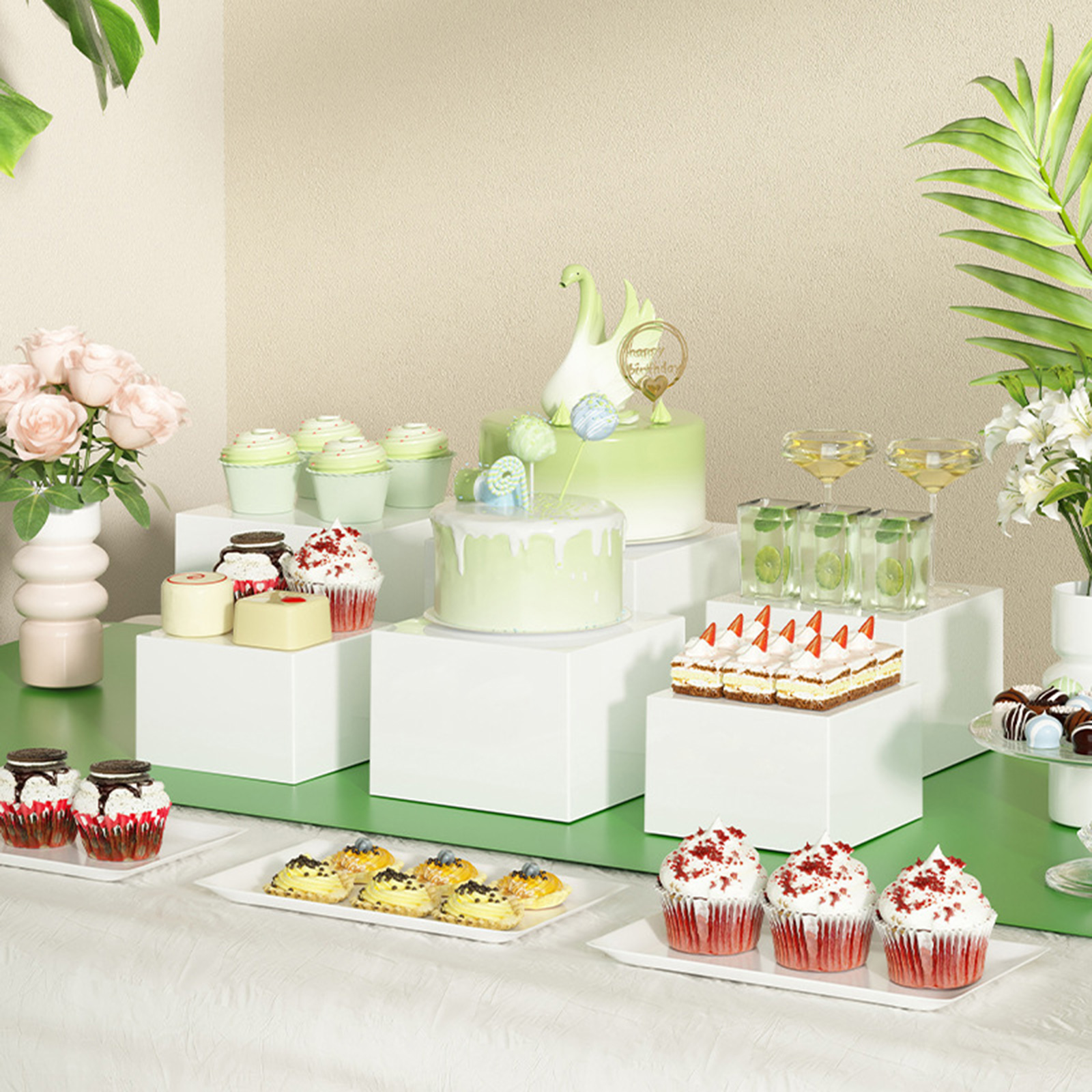 6x Acrylic Buffet Riser Desser – обзор и цена Display Risers Set